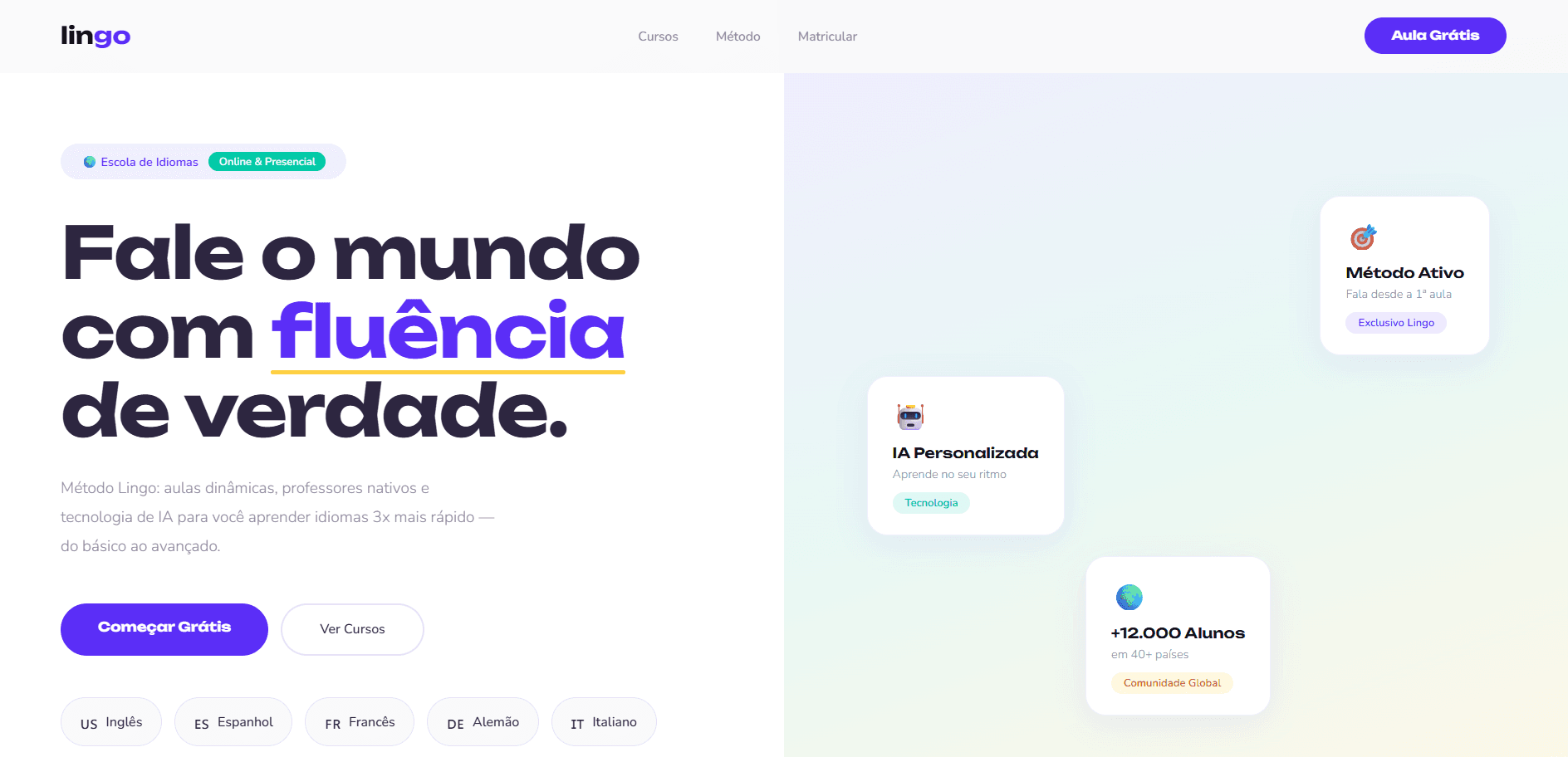 Landing Page - Escola de Idioma — imagem 1